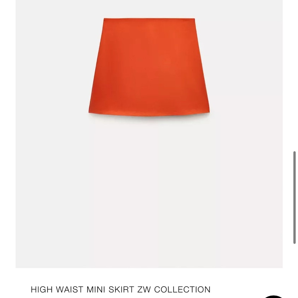 NWOT Zara High Waist Orange Mini Skirt